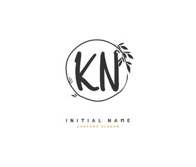 K N KN Beauty vector initial logo, handwriting logo of initial signature, wedding, fashion, jewerly, boutique, floral and botanical with creative template for any company or business.
