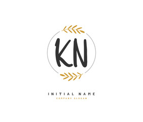 K N KN Beauty vector initial logo, handwriting logo of initial signature, wedding, fashion, jewerly, boutique, floral and botanical with creative template for any company or business.