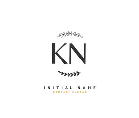 K N KN Beauty vector initial logo, handwriting logo of initial signature, wedding, fashion, jewerly, boutique, floral and botanical with creative template for any company or business.
