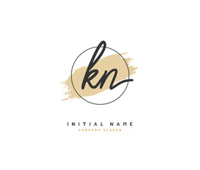 K N KN Beauty vector initial logo, handwriting logo of initial signature, wedding, fashion, jewerly, boutique, floral and botanical with creative template for any company or business.