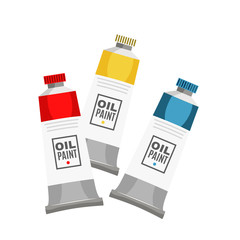 Oil paints tubes flat vector illustration