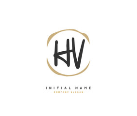 H V HV Beauty vector initial logo, handwriting logo of initial signature, wedding, fashion, jewerly, boutique, floral and botanical with creative template for any company or business.
