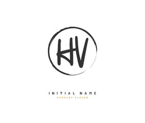 H V HV Beauty vector initial logo, handwriting logo of initial signature, wedding, fashion, jewerly, boutique, floral and botanical with creative template for any company or business.