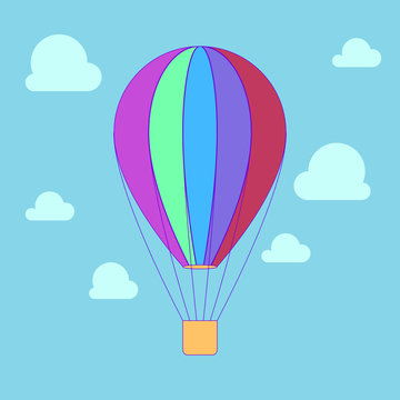 Vector illustration of hot air balloons on a blue sky background