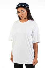 Blank t-shirt mock-up - Cool streetwear fashion girl ready for your design