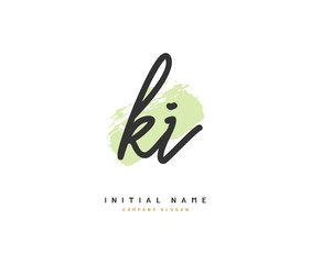 Fototapeta na wymiar K I KI Beauty vector initial logo, handwriting logo of initial signature, wedding, fashion, jewerly, boutique, floral and botanical with creative template for any company or business.