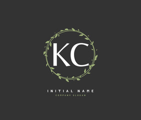 K C KC Beauty vector initial logo, handwriting logo of initial signature, wedding, fashion, jewerly, boutique, floral and botanical with creative template for any company or business.