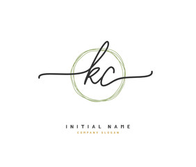 K C KC Beauty vector initial logo, handwriting logo of initial signature, wedding, fashion, jewerly, boutique, floral and botanical with creative template for any company or business.