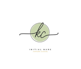 K C KC Beauty vector initial logo, handwriting logo of initial signature, wedding, fashion, jewerly, boutique, floral and botanical with creative template for any company or business.