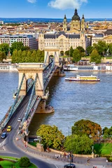 Cercles muraux Budapest Budapest avec le Danube et le Pont des Chaînes