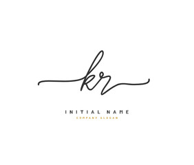 K R KR  Beauty vector initial logo, handwriting logo of initial signature, wedding, fashion, jewerly, boutique, floral and botanical with creative template for any company or business.