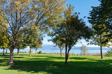 Fototapeta na wymiar Garda lake in nice and warm day, Italy.