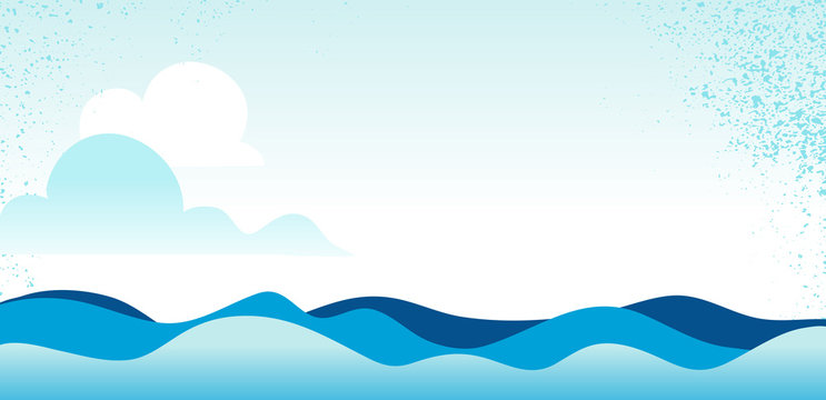 Blue sea / ocean waves and sky  background - Vector