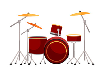 Drum kit flat vector illustration