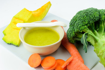Carrots, pumpkin,Broccoli,the ingredients of baby food