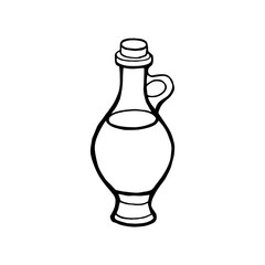 Vector hand drawn picture of oil bottle. Illustration isolated on white background.