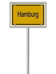 Hamburg, Ortseingangsschild, Illustration