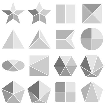 Geometric figures. A set of geometric shapes in gray. Flat design, vector.