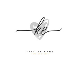 K E KE Beauty vector initial logo, handwriting logo of initial signature, wedding, fashion, jewerly, boutique, floral and botanical with creative template for any company or business.