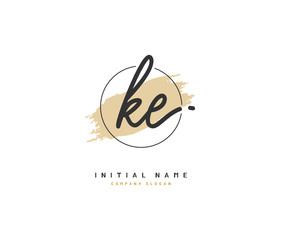 K E KE Beauty vector initial logo, handwriting logo of initial signature, wedding, fashion, jewerly, boutique, floral and botanical with creative template for any company or business.