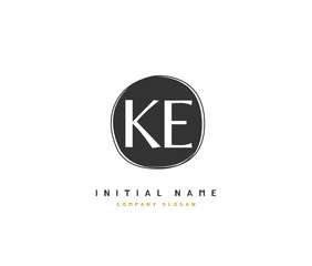K E KE Beauty vector initial logo, handwriting logo of initial signature, wedding, fashion, jewerly, boutique, floral and botanical with creative template for any company or business.