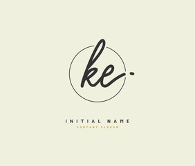 K E KE Beauty vector initial logo, handwriting logo of initial signature, wedding, fashion, jewerly, boutique, floral and botanical with creative template for any company or business.