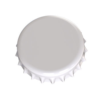 Clear White Painted Crown Cap Isolated on White Background Close Up. 3D rendered Mock Up.