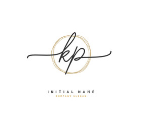 K P KP Beauty vector initial logo, handwriting logo of initial signature, wedding, fashion, jewerly, boutique, floral and botanical with creative template for any company or business.