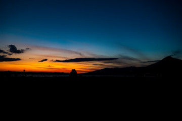 磐梯山と夕日