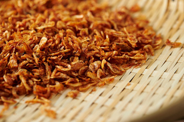 Dried shrimp in small dish 