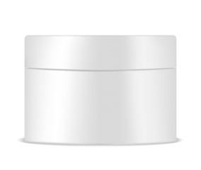 White round jar mockup. Skincare cream, hair mask, healing ointment, other cosmetic or medical product package, vector mock-up