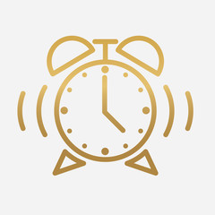 golden alarm clock icon- vector illustration