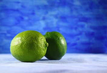 lime close-up on a blue background
