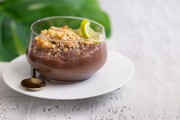 Famous Canary island dessert Principe Alberto - (Prince Albert), chocolate mousse with almonds and hazelnuts.
