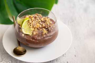 Famous Canary island dessert Principe Alberto - (Prince Albert), chocolate mousse with almonds and hazelnuts.