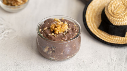 Famous Canary island dessert Principe Alberto - (Prince Albert), chocolate mousse with almonds and hazelnuts.