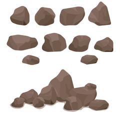 Stones, a set of various stones. Mountain of stone.