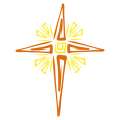 shining cross looking like a star, faith and holiness