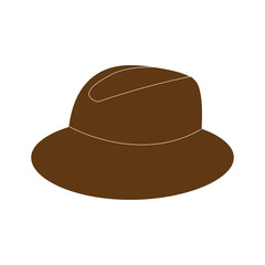 A dark brown hat on a white backdrop