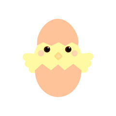 This is chicken in egg hell on background. Cute cartoon illustration.