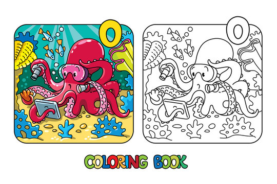 Octopus oceanographer ABC coloring book Alphabet O