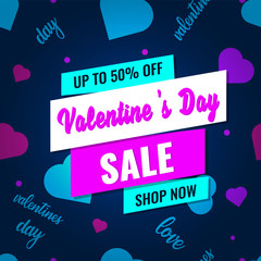 Valentines Day sale banner template suitable for wallpaper, greeting card, banner, shop, market, special offer.
