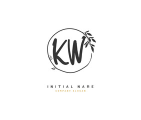 K W KW Beauty vector initial logo, handwriting logo of initial signature, wedding, fashion, jewerly, boutique, floral and botanical with creative template for any company or business.