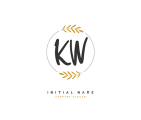 K W KW Beauty vector initial logo, handwriting logo of initial signature, wedding, fashion, jewerly, boutique, floral and botanical with creative template for any company or business.