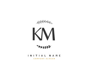 K M KM Beauty vector initial logo, handwriting logo of initial signature, wedding, fashion, jewerly, boutique, floral and botanical with creative template for any company or business.