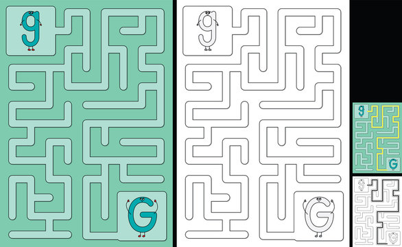 Easy alphabet maze - letter G