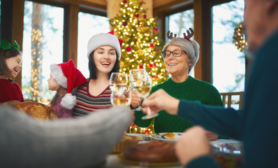 family celebrating Christmas