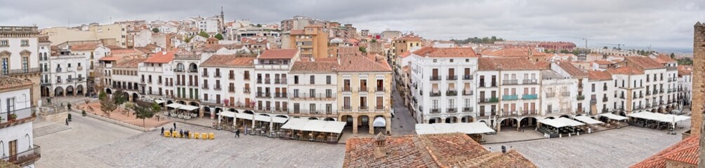 Fototapeta na wymiar Panoramic view of Caceres historic center from the old medieval wall