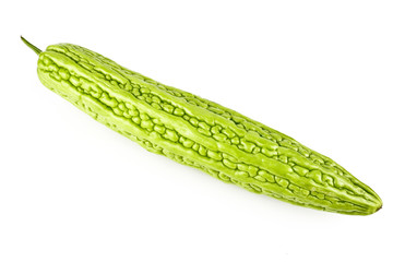 Momordica charantia balsam apple, balsam pear, bitter cucumber, bitter gourd, bitter melon tropical herb isolated on white background.Health and medical concept