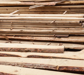 Planks of wood. Wood air drying.